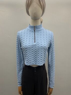 Rock & Rose Couture Blue Textured Crop Top Women’s Size S Polyester Spandex